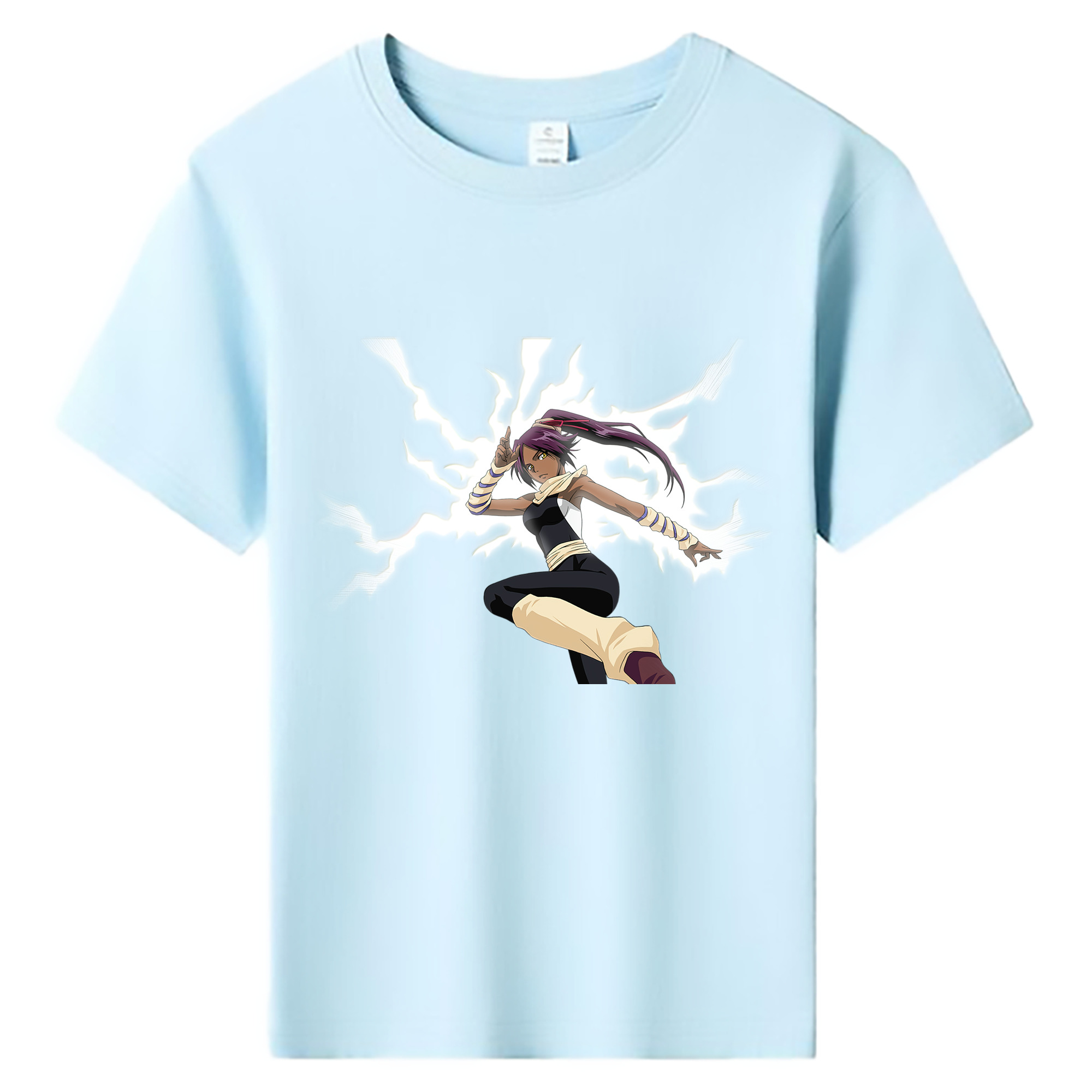 （画像用） ブリーチ 四楓院 夜一（しほういん よるいち） BLEACH Shihouin Yoruichi 綿100％キッズTシャツ（フロントプリント）